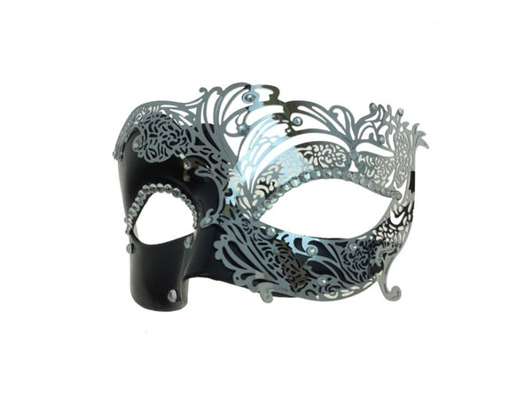 Half and Half Black Mask with Silver Laser Cut