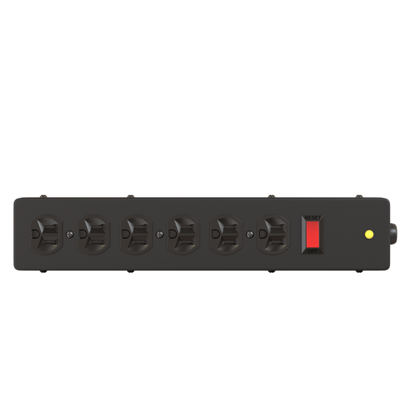 6-outlet surge strip, 15A, 1x6 configuration