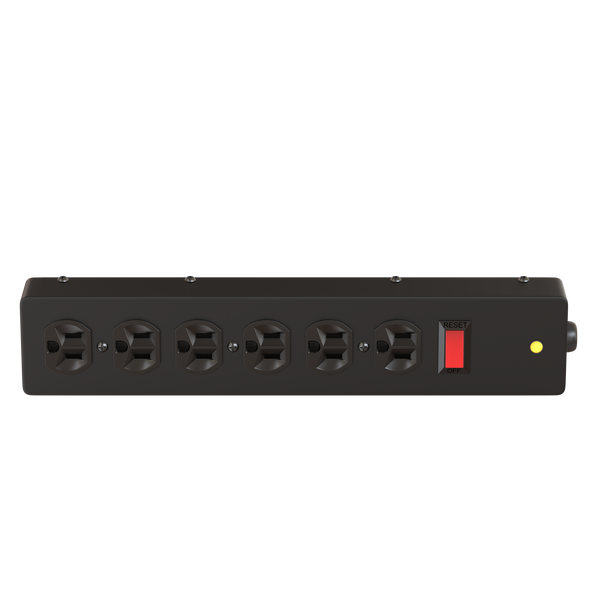 6-outlet surge strip, 15A, 1x6 configuration