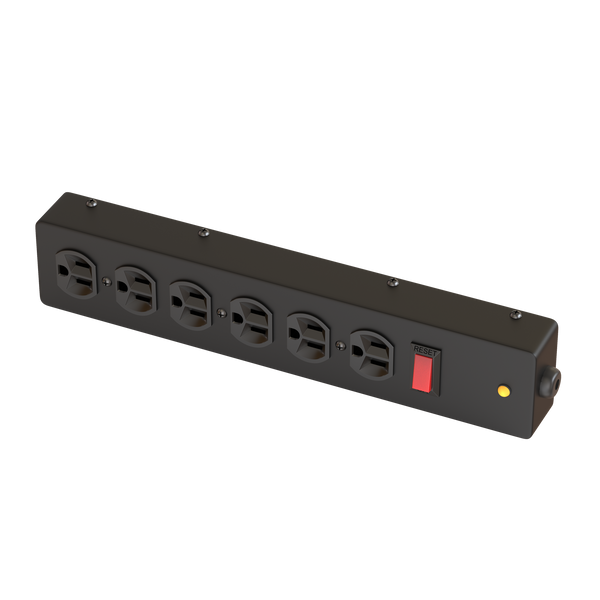 6-outlet surge strip, 15A, 1x6 configuration