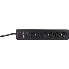 6-outlet surge strip, 15A, 1x6 configuration