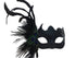 Black Venitian Mask with Feathers Accent and Handle