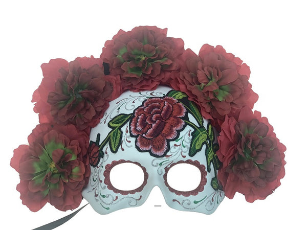 White Sugar Skull with Roses