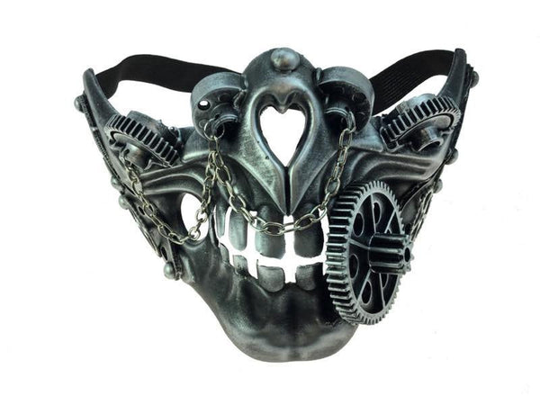 Silver Steampunk Skull Mask