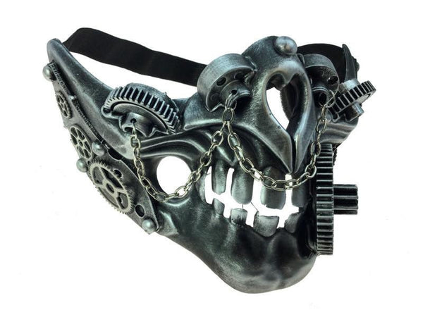Silver Steampunk Skull Mask