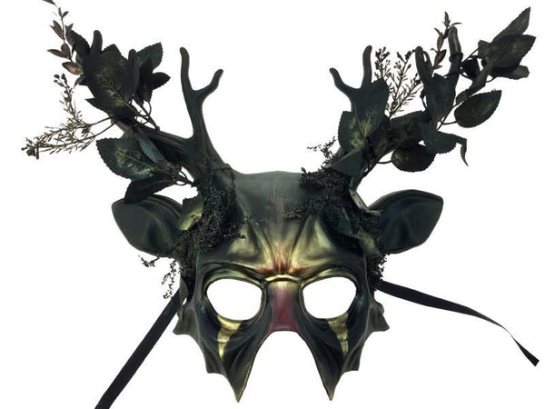 Black Mask with Ears and Antlers
