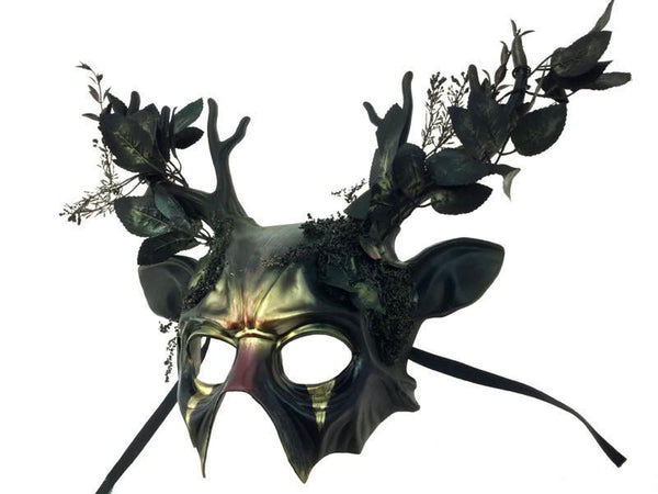 Black Mask with Ears and Antlers