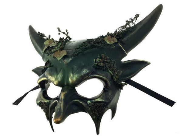 Green Forest Mask with Horns