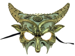 White and Gold Steampunk Demon Mask