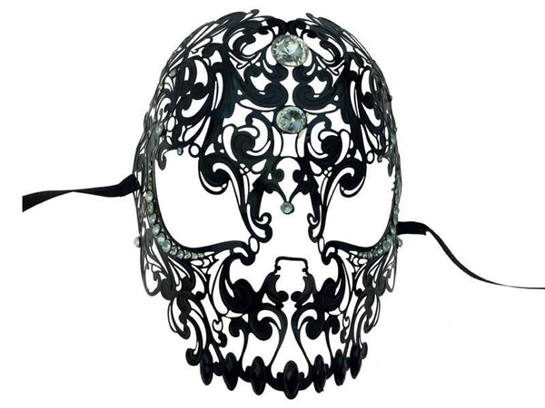 Laser Cut Skull Mask with Rhinestones