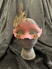 Pink Mask with Gold Laser Cut Accent