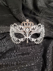 White Laser Cut Mask with Crown