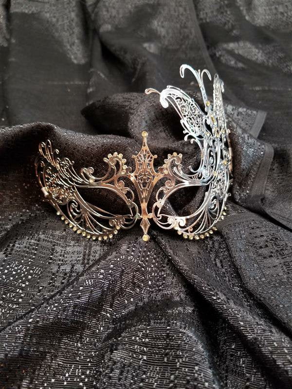 Silver Laser Cut Mask with Butterfly